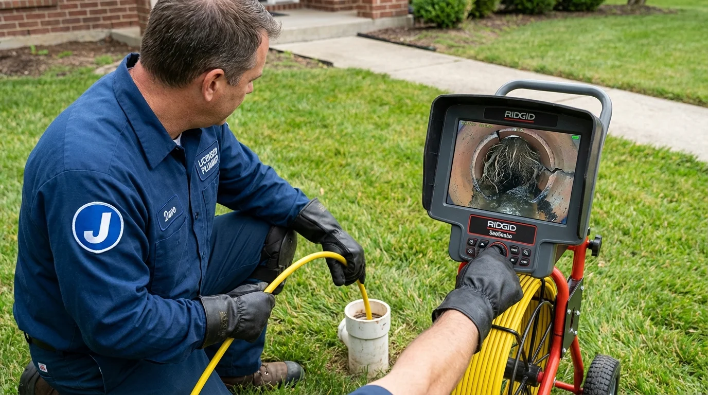 Sewer camera inspection being performed by Johns Plumbing LLC in Jacksboro