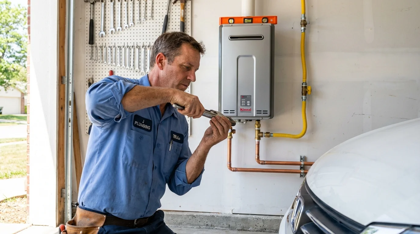 Tankless water heater installation by a Johns Plumbing LLC plumber in Jacksboro